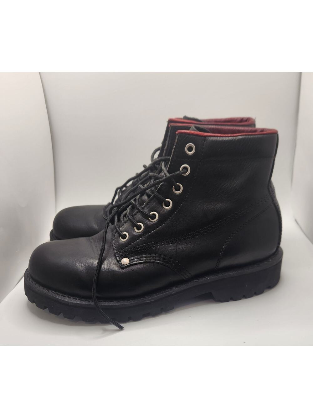American Eagle Outfitters Men's Black Leather Lace-Up Work Boots Size 10